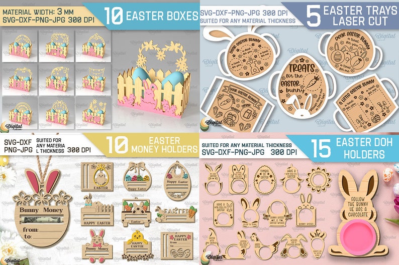 Mega Bundle de Pâques découpé au laser, 248 motifs découpés au laser de Pâques, Joyeuses Pâques 3D découpé au laser SVG, carte pop-up, lanternes en bois, ornement, supports svg image 6