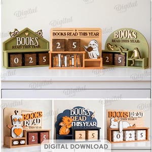 3D-Bücher-Tracker-Set (Jahresleseliste), Lesetheken-Regal-Deko (Laserschnittdateien), Buch-Tracker-Display, Kinderzimmerdeko, für Bücherliebhaber