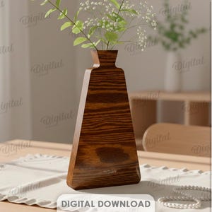 3D Blumenvasen Bundle, dekorative Vase Laser geschnitten Dateien, moderne Blumenhalter svg, Holz Wohnkultur, minimalistisch, Strauß Vase Bild 6