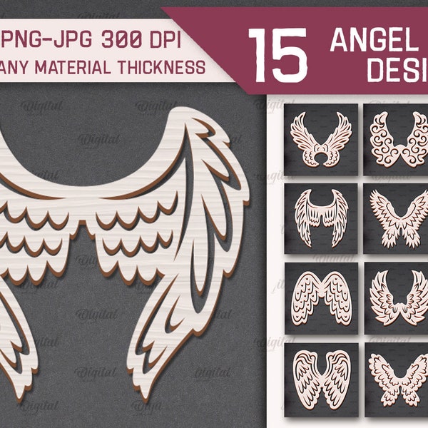 Angel wings SVG bundle, wings laser cut, bird wings paper cut, angel wings decor, ornament, decoration, memorial svg, feather wing svg