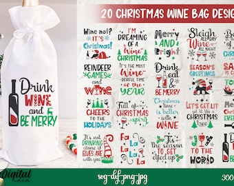 Christmas wine bag bundle SVG, Christmas wine quotes, wine sayings, funny wine quotes svg, wine gift bag svg, wine package, wine box svg