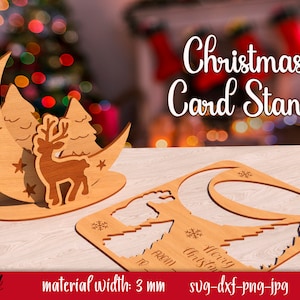 Carte de puzzle de scène de Noël 3D, support de carte de Noël découpé au laser, cadeau de Noël personnalisé, carte de vœux découpée au laser de Noël, puzzle de Noël