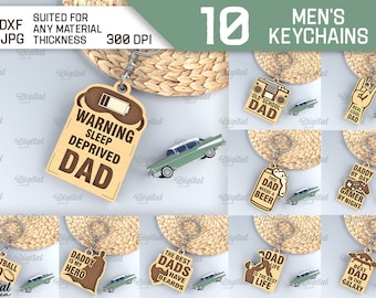 Father's day keychains bundle, dad keychain laser cut, father wooden key ring, fathers day quotes and sayings, funny dad keychain svg