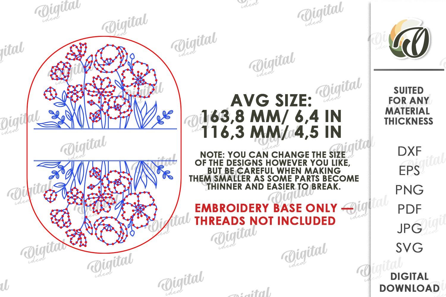 Floral Embroidery Signs Bundle, Flower Sign Laser Cut Files, Wooden ...