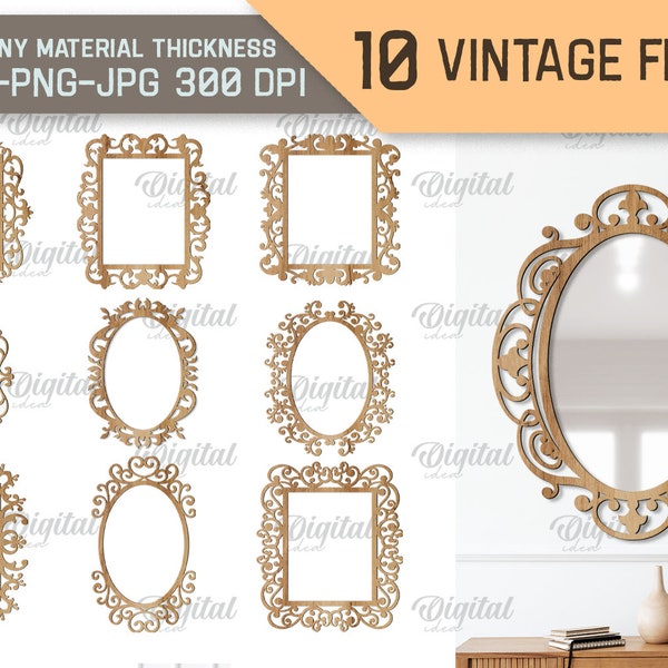 lot de cadres vintage, cadres décoratifs découpés au laser, cadre photo papier découpé, cadre miroir svg, svg monogramme orné antique, cadre photo svg