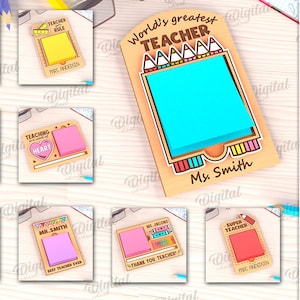 3D Teacher note holders bundle, personalized note holder lasercut, pencil holder, teacher gift, teacher sticky note pad, teacher quotes