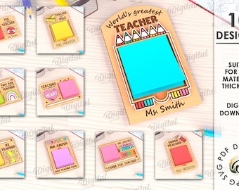 3D Teacher note holders bundle, personalized note holder lasercut, pencil holder, teacher gift, teacher sticky note pad, teacher quotes