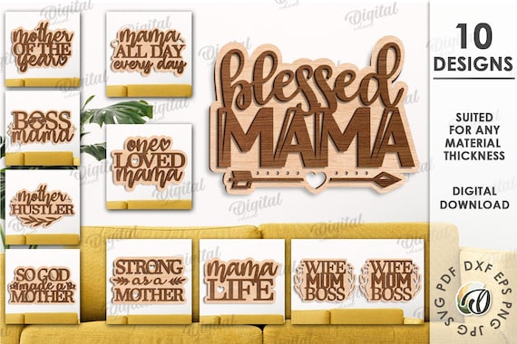 3D Mother's Day wall art bundle, hanging sign laser cut, mother quotes and sayings svg, layered sign papercut, mom gift svg, welcome sign