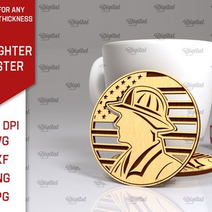 Firefighter Engraved Coasters Bundle, Fire Fighter Sign Laser Cut ...