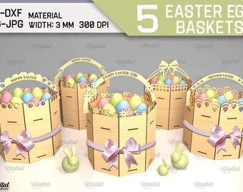 3D Easter egg holder basket bundle, 3D round basket laser cut, easter egg holder SVG, easter egg storage lasercut, easter glowforge svg