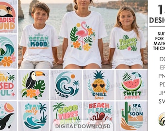 Summer bundle, tropical svg, summer quotes and sayings svg, tshirt design, beach, fruits, sea life, ocean, good vibes only, summer time
