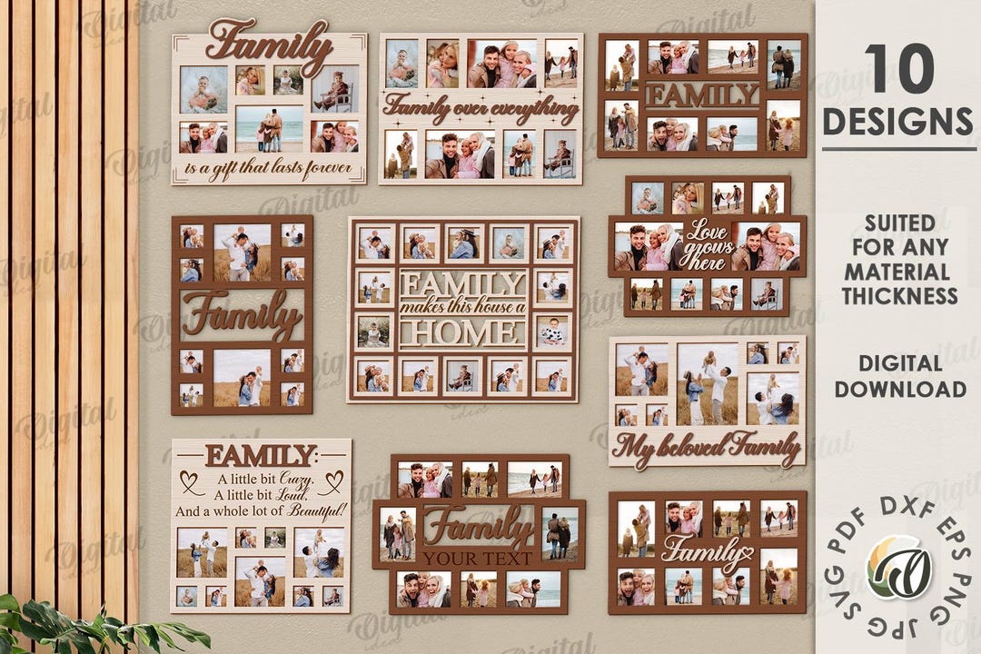3D Family Photo Frames Bundle, Hanging Picture Frame Laser Cut, Family ...