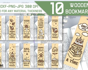 Wooden bookmarks Bundle, engraved bookmark laser cut, reading quotes and sayings svg, fairytale svg, book lover gift svg, books svg