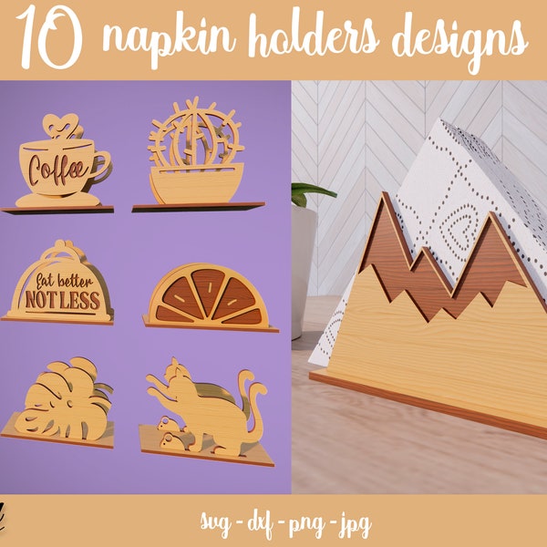 3D Napkin holders bundle, Lasercut napkin holders, Kitchen decor SVG, Napkin holders Glowforge, Napkin holders for table