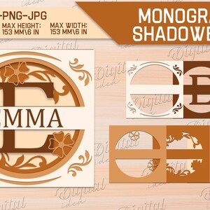 Vintage Shadow Box Split Monogram Alphabet Bundle, Floral Shadowbox ...