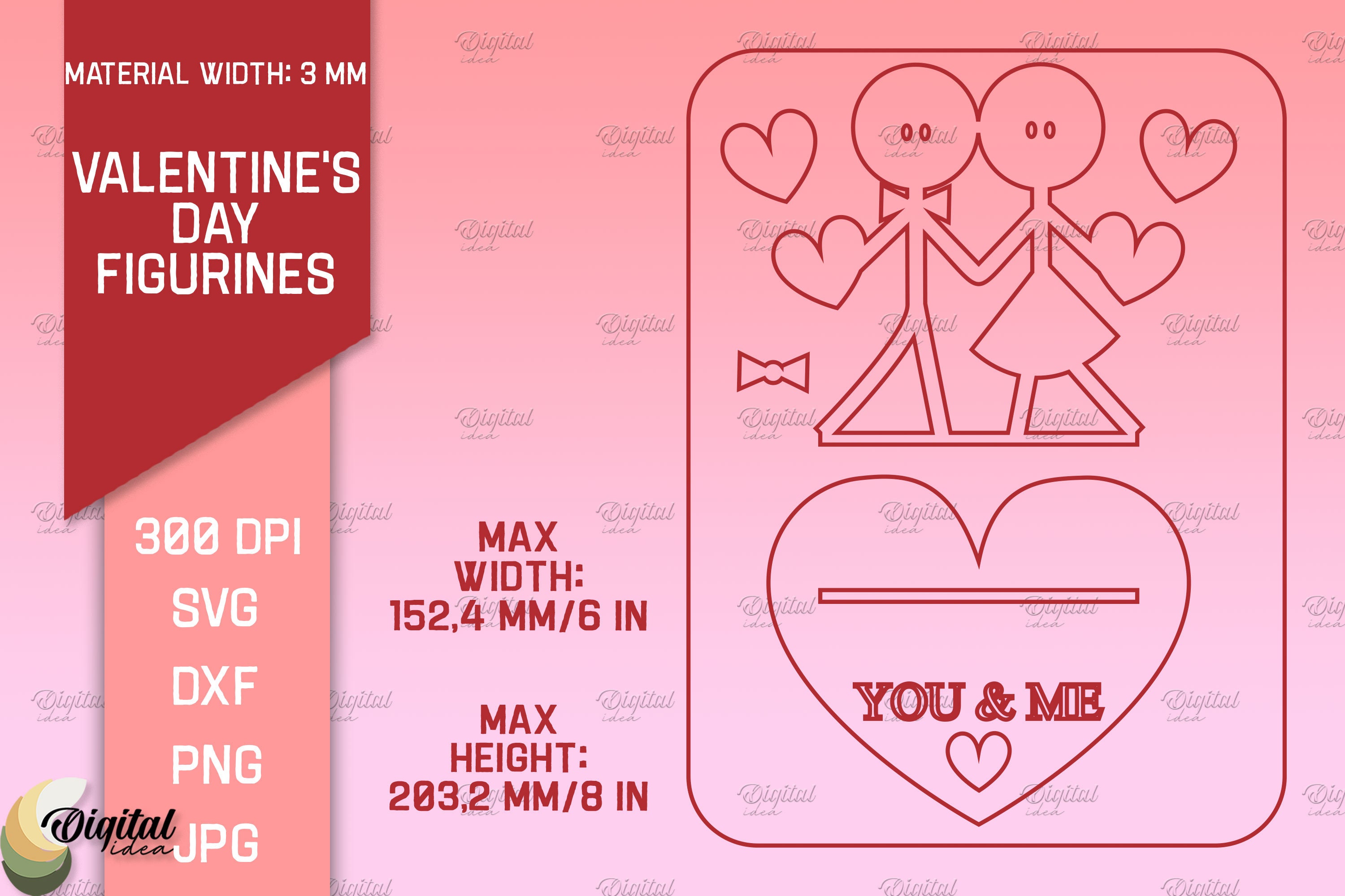 Valentine's Day Figurines Laser Cut Bundle, 3D Puzzle Card ...