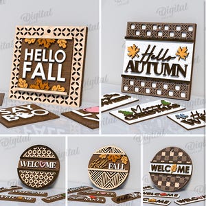 3D Interchangeable signs bundle, wall art laser cut, home decor, seasonal welcome sign,  wooden replaceable sign, Halloween svg, Christmas
