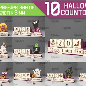 3D Halloween countdowns bundle, Days until Halloween countdown with blocks laser cut, kids svg, countdown stand lasercut, cube numbers