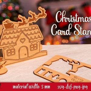 3D Christmas puzzle card, Christmas laser cut greeting card, Personalized Christmas gift, Lasercut Christmas card stand, Xmas puzzle