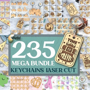 Keychain Laser cut Mega Bundle, 235 Engraved keyring lasercut deisgns, mothers day keychain svg, boho keychain, wooden alphabet key ring