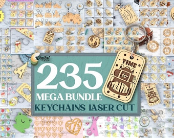 Keychain Laser cut Mega Bundle, 235 Engraved keyring lasercut deisgns, mothers day keychain svg, boho keychain, wooden alphabet key ring