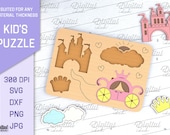 Wooden princess puzzle, 3D laser cut puzzle SVG, kids puzzles, montessori puzzle, baby puzzle, childrens game svg, castle svg