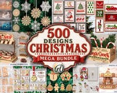 3D Merry Christmas Laser cut Mega Bundle, 500 Xmas designs, Christmas home decor, kids laser cut, wooden ornaments, sign svg, Xmas tree