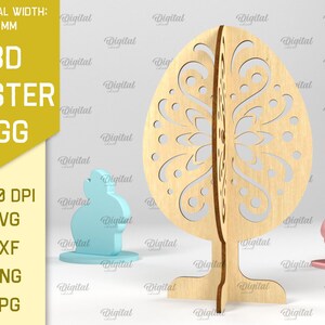 3D Easter egg stands bundle, 3D easter egg laser cut, floral easter egg svg, easter decor, free standing easter egg svg, home decor zdjęcie 5