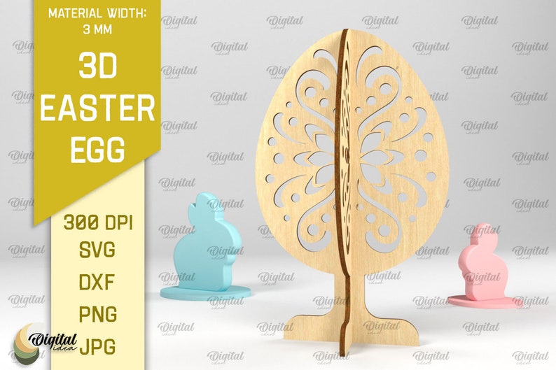 3D Easter egg stands bundle, 3D easter egg laser cut, floral easter egg svg, easter decor, free standing easter egg svg, home decor zdjęcie 5