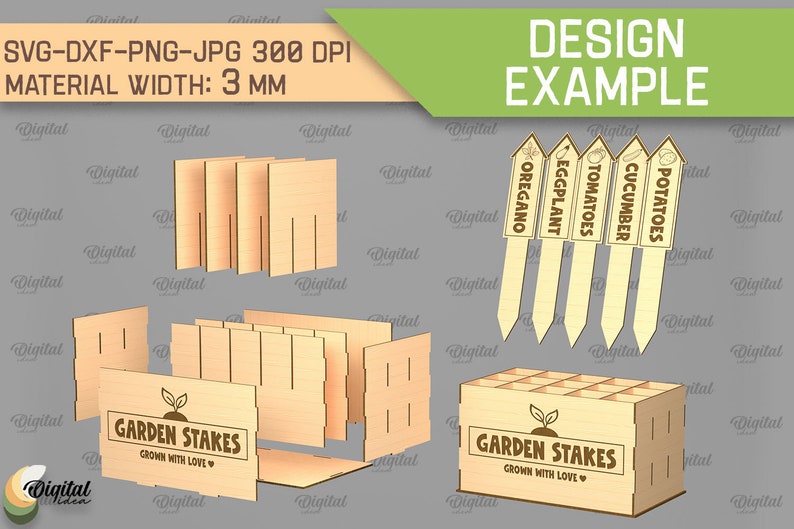 Sign Stake Svg 3D Garden Stakes Bundle, 3D Laser Cut, Vegetable Stakes Holder SVG ...