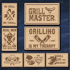 BBQ cutting boards bundle, kitchen cutting board laser cut, grilling quotes svg, wooden engraved chopping board, barbecue board, grill