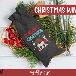 Christmas wine bag bundle SVG, Christmas wine quotes, wine sayings, funny wine quotes svg, wine gift bag svg, wine package, wine box svg image 10