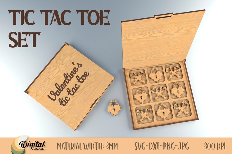 Tic Tac Toe Lasercut SVG Bundle, Tic Tac Toe 3D Sets, Tic Tac Toe Box ...