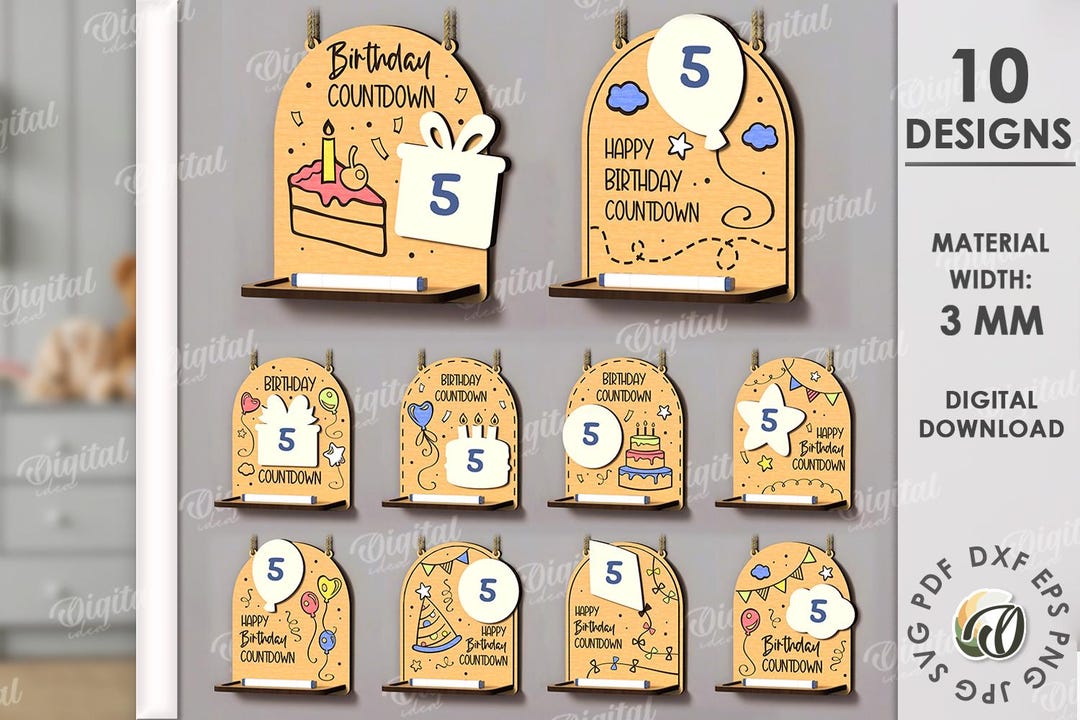 3D Happy Birthday Countdowns Bundle, Days Until B-day Countdown