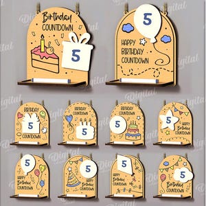 3D Happy Birthday countdowns bundle, Days until B-day countdown laser cut, kids, childrens svg, countdown sign, wall hanger, dry erase board