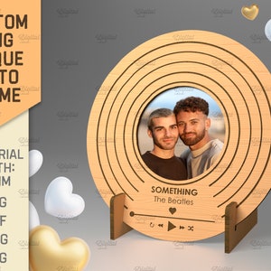 3D aangepaste lied plaque fotolijstjes, vinyl record SVG, gepersonaliseerde Spotify afspeellijst SVG, muziek fotolijst met standaard, Valentijn lasergesneden