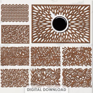 Bundel houten placemats, decoratieve tafelmat lasergesneden, keukeninrichting svg, houten tafelbeschermer, bloemmotieven svg, interieur svg