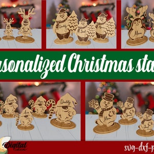 Stand natalizi personalizzati tagliati al laser, decorazioni natalizie per la famiglia 3D, stand per nomi di famiglia, famiglia indipendente, regalo di Natale, famiglia personalizzata