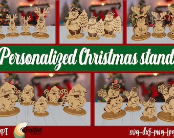 パーソナライズされたクリスマススタンドレーザーカット、クリスマス