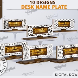 3D Office desk nameplates bundle, personalized name plate laser cut, custom name plaque stand svg, wooden desk sign, office decor svg
