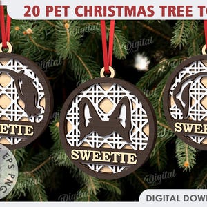 3D Pet Christmas tree ornaments bundle, pets ornament lasercut, personalized cats and dogs baubles, custom pet ornament, xmas tree toy svg