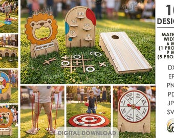 Outdoor Games Bundle, Backyard Party Activity Laser Cut Files, Cornhole, Lawn Game SVG, Backyard Kids Game, Family Reunion, Picnic