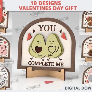 3D Valentine's Day cards bundle, Valentine personalized gift laser cut, love greeting card with stand, couple gift svg, Valentine quotes svg