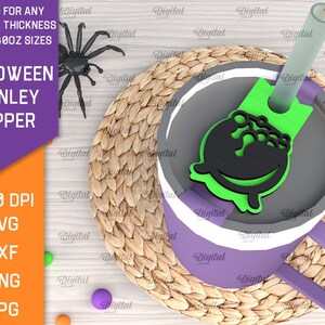 3D Halloween Stanley Cup-toppar paket, läskigt glaslock med laserskuret motiv, 940 och 1120 ml, Stanley-toppar pappersklipp, lager på lager glasetikett svg bild 5
