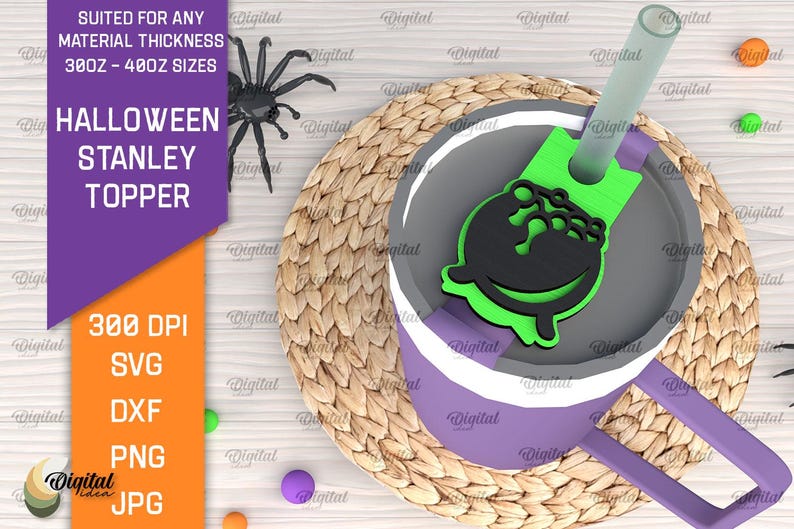 3D Halloween Stanley Cup-toppar paket, läskigt glaslock med laserskuret motiv, 940 och 1120 ml, Stanley-toppar pappersklipp, lager på lager glasetikett svg bild 5