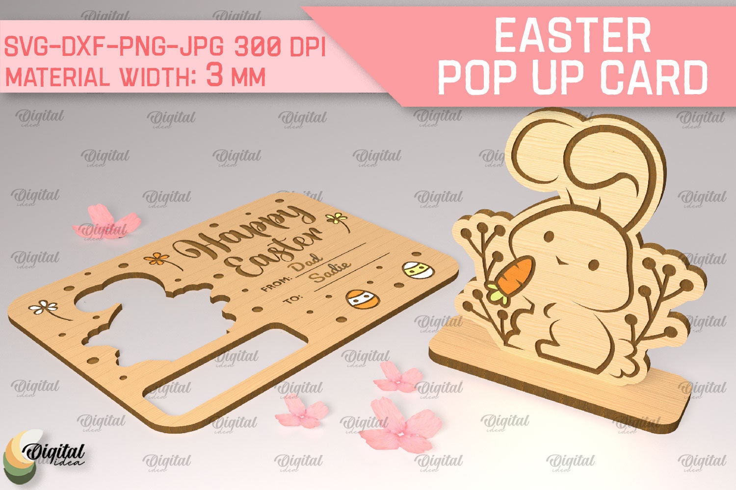 3D Easter Pop up Cards Bundle, Easter Greeting Card Laser Cut, Wooden ...