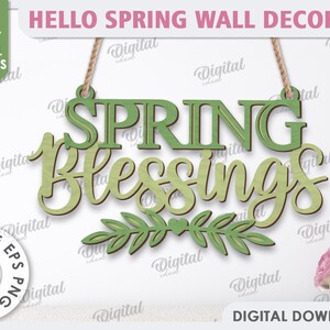 3D Hello Spring Wall Decor Bundle, Layered Spring Sign Laser Cut ...
