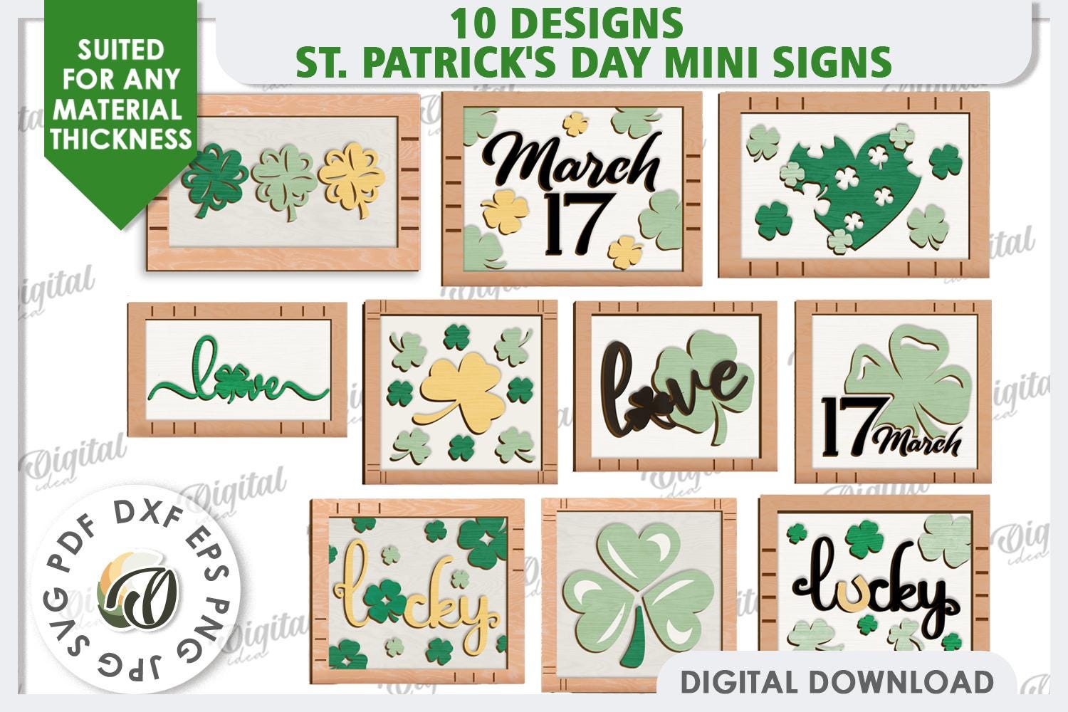 3D St Patrick's Mini Signs Bundle, Wall Hanger Sign Laser Cut, Saint ...