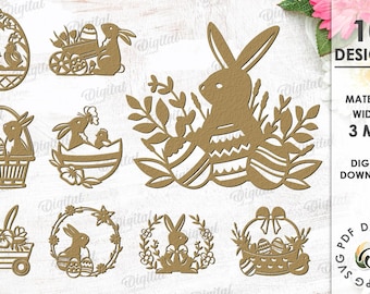 Easter svg bundle, easter paper cut decor, easter sign laser cut, easter bunny svg, floral easter decoration, chicken svg, easter eggs svg