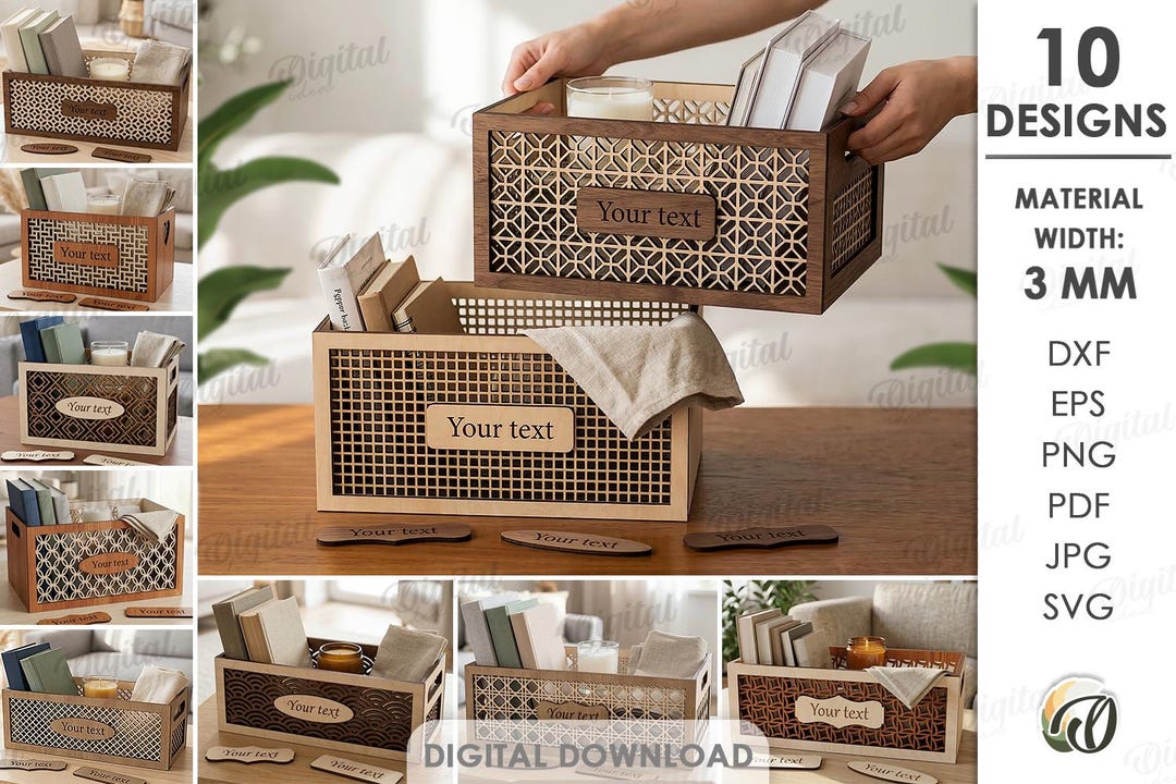 3D Home Organizer Boxes Bundle, Storage Box Laser Cut Files, Wooden ...